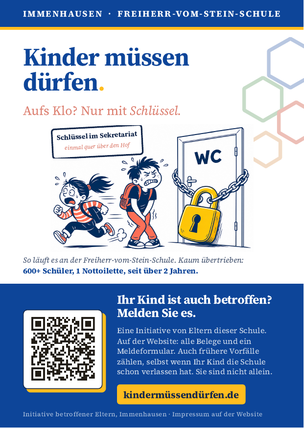 Vorderseite des Flyers: Überschrift „Kinder müssen dürfen