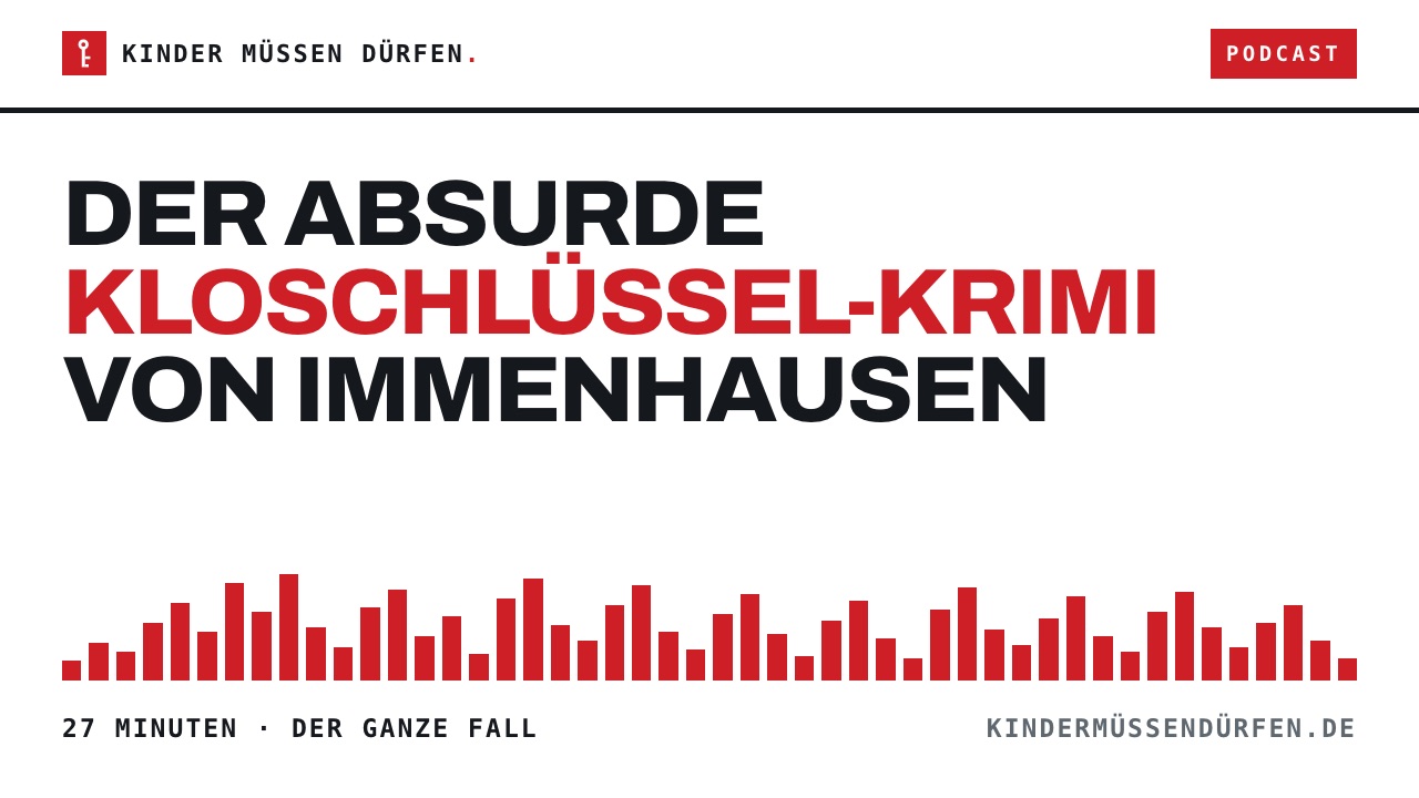 Standbild der Podcast-Folge: Der absurde Kloschlüssel-Krimi von Immenhausen.